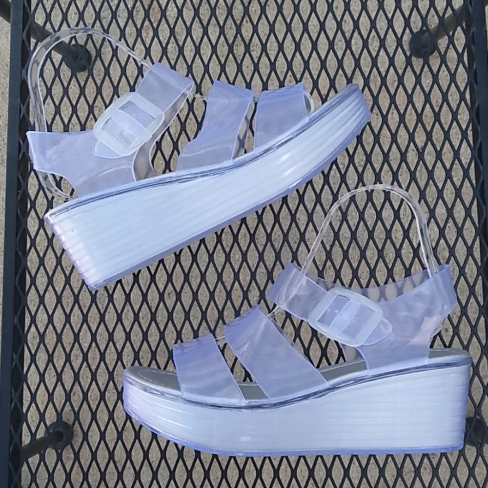 Clear platform‎ sandals size 8